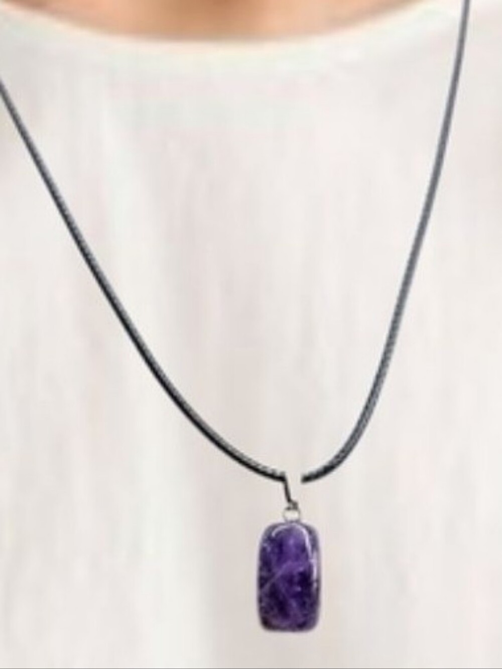 Amethyst Stone Pendant w/ Cord Necklace NWOT